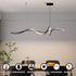 A036 Modern LED Linear Pendant Lights with Dimmable LED and Adjustable Hanging Length 120cm -Black