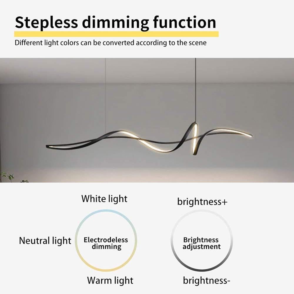 A036 Modern LED Linear Pendant Lights with Dimmable LED and Adjustable Hanging Length 120cm -Black