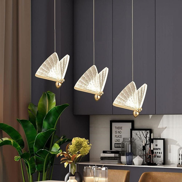 LED Modern Bedroom Bedside Creative Butterfly Hanging Chandelier Light Fixtures for Stairs Nordic Decoration