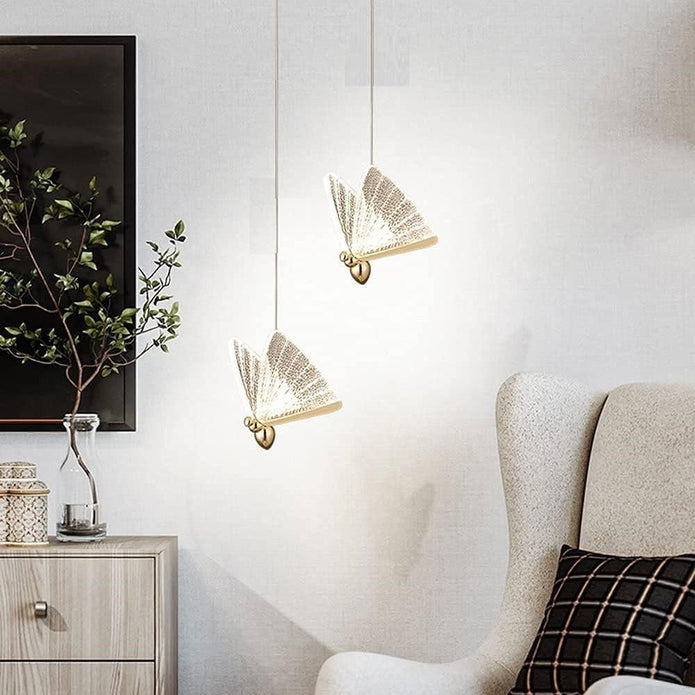 LED Modern Bedroom Bedside Creative Butterfly Hanging Chandelier Light Fixtures for Stairs Nordic Decoration