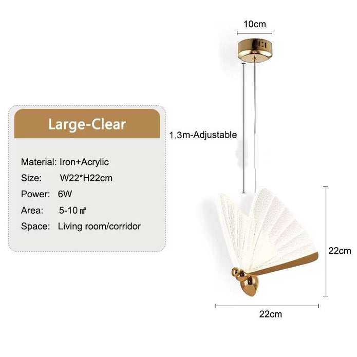 LED Modern Bedroom Bedside Creative Butterfly Hanging Chandelier Light Fixtures for Stairs Nordic Decoration