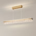 BAMDECOR A122 Nordic Long Dual Linear Dimmable Acrylic Kitchen Dining Table Pendant Light Minimalist Modern Lighting (Gold)