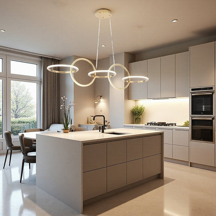 BAMDECOR A180 Nordic Golden Circles Kitchen Dining Table Pendant Light Minimalist Modern Lighting