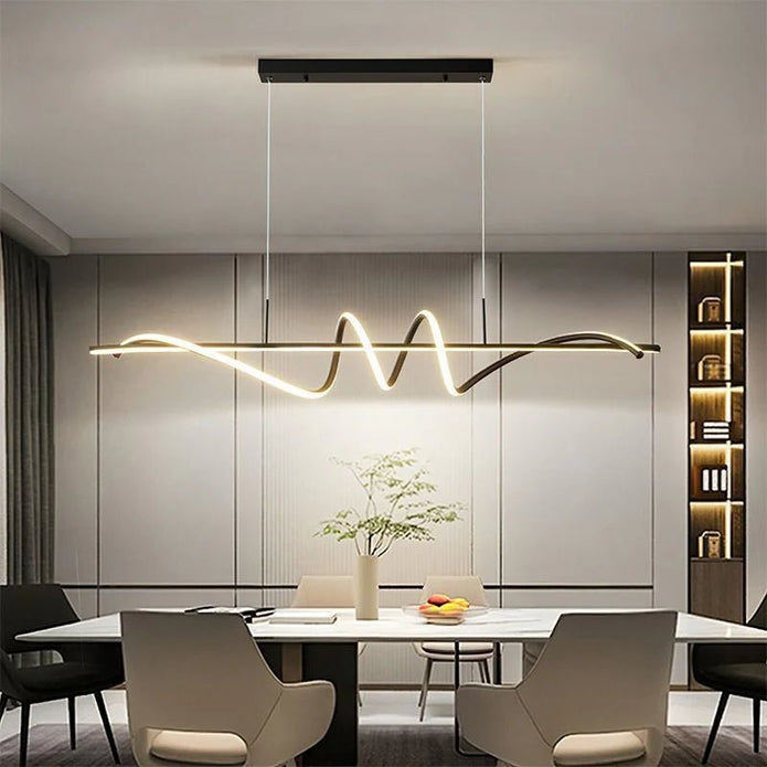 BAMDECOR A202 Modern LED Linear Pendant Lights with Dimmable LED  (160cm/180cm-Black) 1.8 Meters