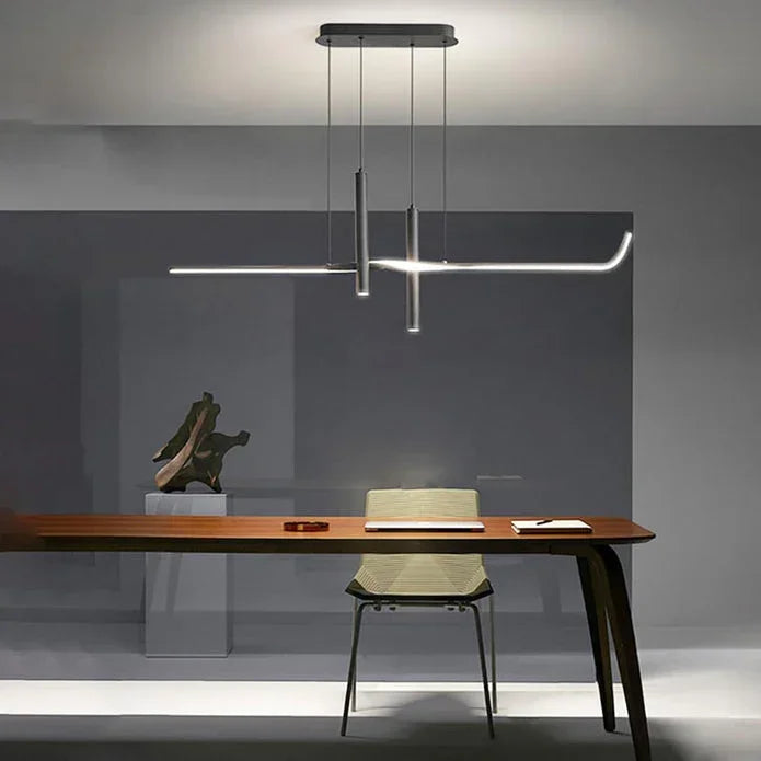 BAMDECOR A206 Modern Black Scandinavian Pendant Light Table Dining Room Living Room Pendant Lighting 1.2 Meters