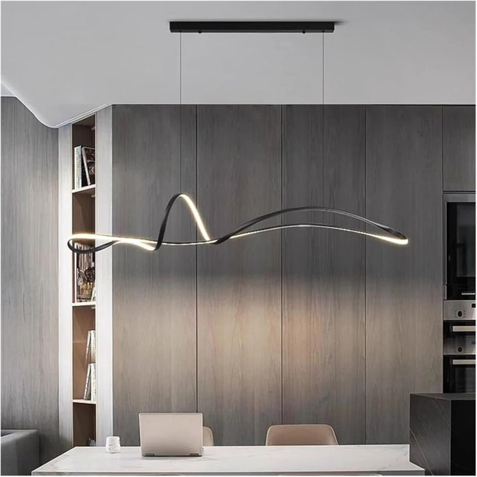 BAMDECOR A210 Modern LED Linear Pendant Lights with Dimmable LED and Adjustable Hanging Length 120cm -Black