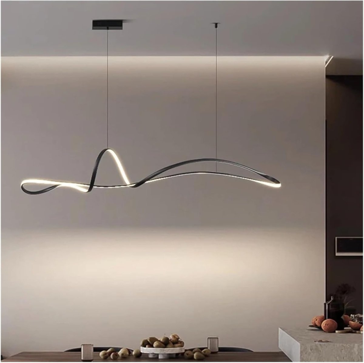 BAMDECOR A210 Modern LED Linear Pendant Lights with Dimmable LED and Adjustable Hanging Length 180cm -Black