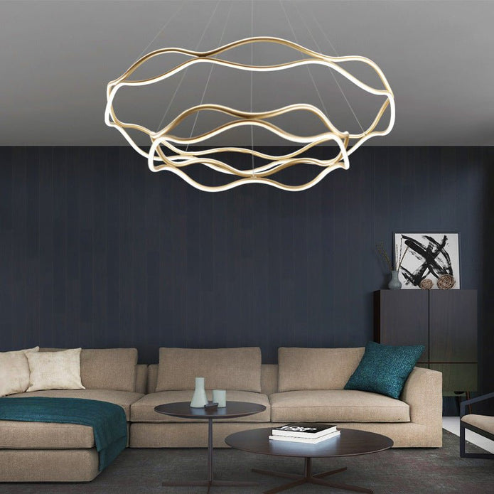 A212/2 Modern Wavy Art Aluminum Light Fixture for Living Room Bedroom Indoor Decor