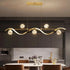 Modern Kitchen Island Pendant Light 6 Glass Globe Shades 120cm Adjustable - Gold