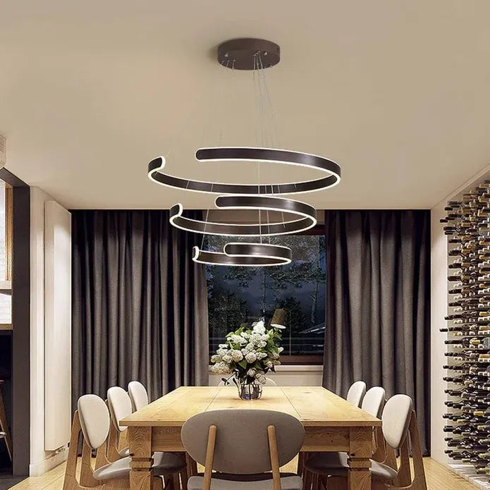 AD2573 3 Round Rings C Shape Ceiling Light Chandeliers (Matte Black)