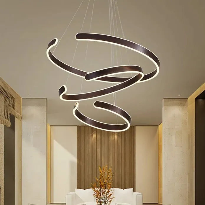 AD2573 3 Round Rings C Shape Ceiling Light Chandeliers (Matte Black)