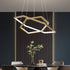 BAMDECOR AD2582/2 Modern LED Chandelier, Hexagonal Rings Ceiling Lighting Contemporary Chandeliers (2 Rings-Brass Gold)