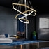 BAMDECOR AD2582/3 Modern LED Chandelier, Hexagonal Rings Ceiling Lighting Contemporary Chandeliers (3 Rings-Gold)