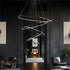 BAMDECOR AD2582/5 Modern LED Chandelier, Hexagonal Rings Ceiling Lighting Contemporary Chandeliers (5 Rings-Black)