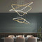 BAMDECOR AD2583 Modern Triangular LED Chandelier (Five Rings-Gold