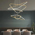 BAMDECOR AD2583 Modern Triangular LED Chandelier (Five Rings-Gold