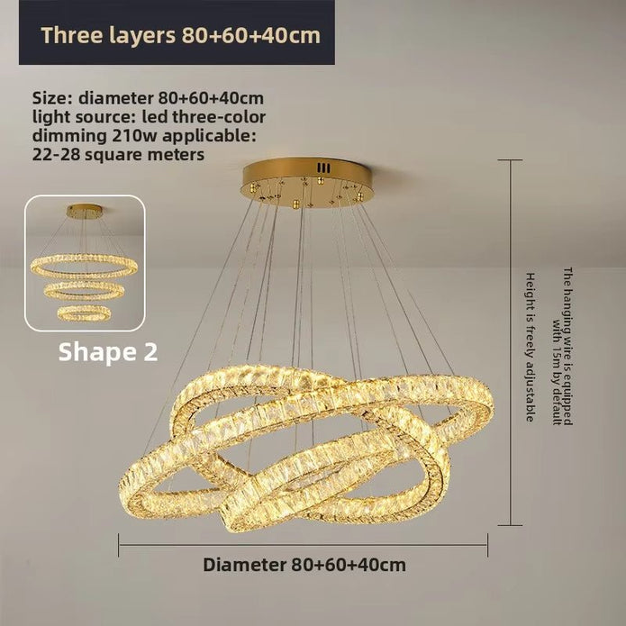 BAMDECOR C3313/3 Modern Crystal Chandeliers Lighting Fixtures Contemporary Round Chandelier Lighting Fixtures Crystal Pendant Ceiling Lights(Gold)