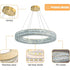 BAMDECOR C3332/1  Round Luxury Crystal Chandelier Modern LED Crystal Chandelier LED Ring Pendant Light Stainless Steel Ceiling Lamp Hanging Lights,for Dining Living Room (Gold)