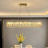 BAMDECOR C3332/L Linear Luxury Crystal Chandelier Modern LED Crystal Chandelier LED Ring Pendant Light Stainless Steel Ceiling Lamp Hanging Lights,for Dining Living Room (Gold)