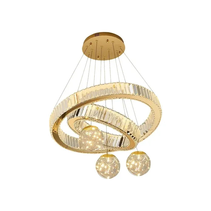 C3335 Large Swirl Modern Crystal Ring Chandeliers Contemporary Round Chandelier Crystal Pendant Light(Gold-Two Rings)
