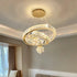 C3335 Large Swirl Modern Crystal Ring Chandeliers Contemporary Round Chandelier Crystal Pendant Light(Gold-Two Rings)