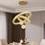 C3335 Large Swirl Modern Crystal Ring Chandeliers Contemporary Round Chandelier Crystal Pendant Light(Gold-Two Rings)