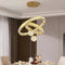 C3335 Large Swirl Modern Crystal Ring Chandeliers Contemporary Round Chandelier Crystal Pendant Light(Gold-Two Rings)
