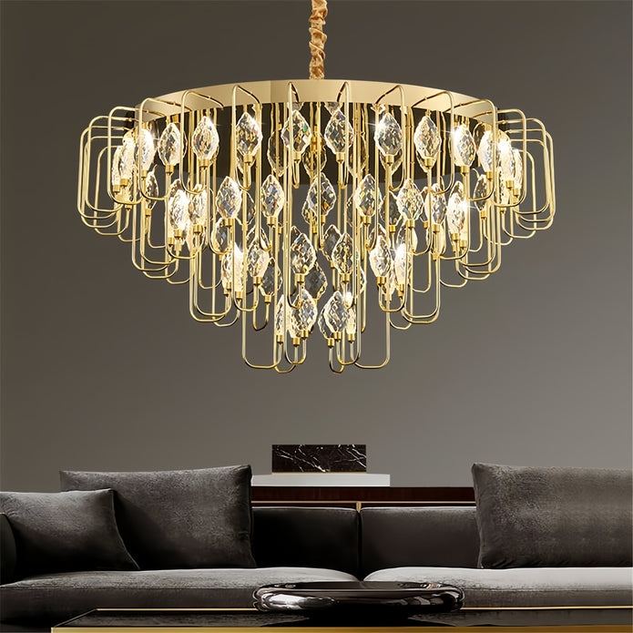 BAMDECOR C3345 Modern Luxury Crystal-leaf Chandelier LED Fashion Creativity Pendant Ceiling Lights(60cm-Gold)