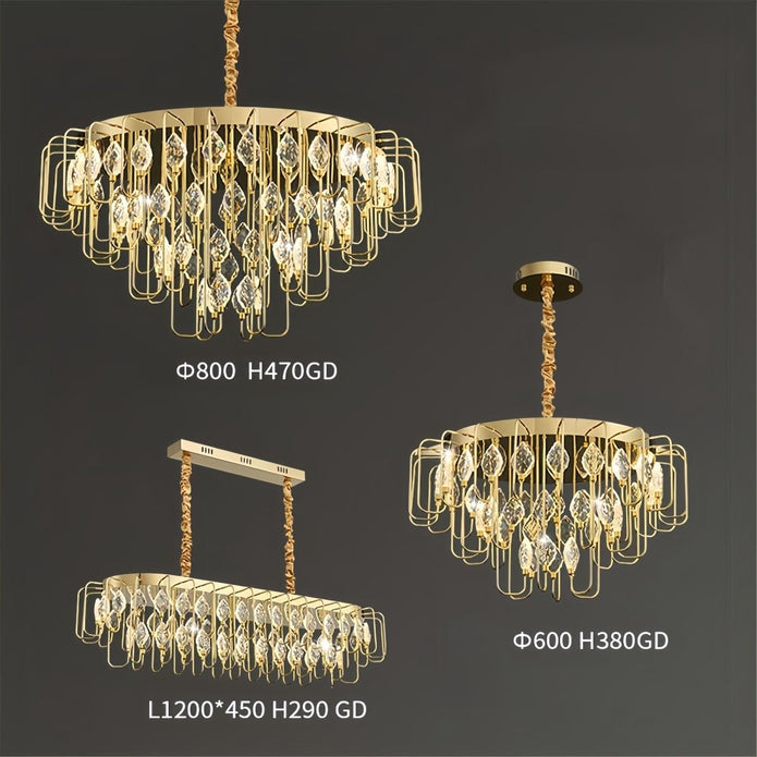 BAMDECOR C3345/OVAL1.2 Modern French Home Decor Luxury Crystal-leaf Chandelier LED Fashion Creativity Pendant Ceiling Lights(120cm-Gold)