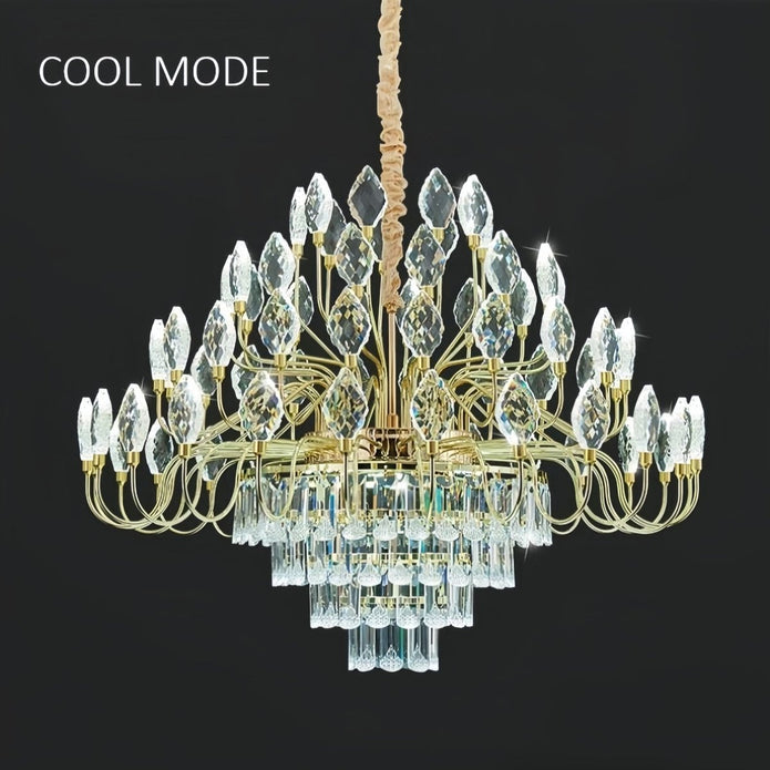 BAMDECOR C3347 Modern Luxury Crystal-leaf Chandelier LED Fashion Creativity Pendant Ceiling Lights(80cm-Gold)