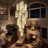 C3605 15H Modern Oval Ring LED Chandeliers Decor Hanging Lamp Crystal Lustre (Gold)