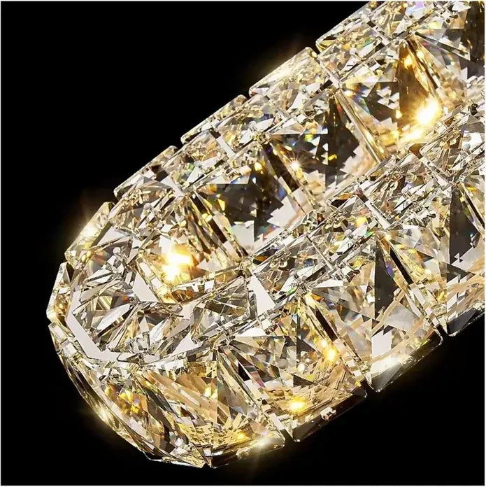 C3605 15H Modern Oval Ring LED Chandeliers Decor Hanging Lamp Crystal Lustre (Gold)