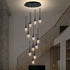 LT08 12-Heads Solid Crystal Teardrop Chandelier High Ceiling Foyers Entrance Chandeliers Staircase Long Pendant Light (Black)