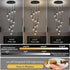 LT08 12-Heads Solid Crystal Teardrop Chandelier High Ceiling Foyers Entrance Chandeliers Staircase Long Pendant Light (Black)