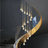 BAMDECOR LT08 18-Heads Solid Crystal Teardrop Chandelier High Ceiling Foyers Entrance Chandeliers Staircase Long Pendant Light (Gold)
