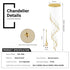 BAMDECOR LT08 18-Heads Solid Crystal Teardrop Chandelier High Ceiling Foyers Entrance Chandeliers Staircase Long Pendant Light (Gold)