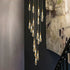 BAMDECOR LT12 18-Heads Solid Crystal Rain drop Chandelier High Ceiling Foyers Entrance Chandeliers Staircase Long Pendant Light (Gold)