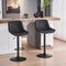 SERENITà Black Modern Height Adjustable Swivel Bar Stools Upholstered Leather Barstool Kitchen Island Chairs with Metal Frame (Set of 2)