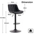 SERENITà Black Modern Height Adjustable Swivel Bar Stools Upholstered Leather Barstool Kitchen Island Chairs with Metal Frame (Set of 2)