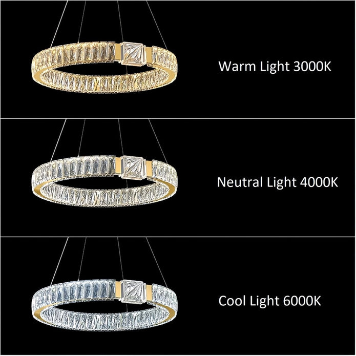 BAMDECOR C3319 Modern Crystal Chandeliers Lighting Fixtures Contemporary Round Chandelier Lighting Fixtures Crystal Pendant Ceiling Lights(Gold-80+60cm)