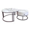 Snowy Mountain Faux Modern Marble Slate Nesting Coffee Table Set Leather Wrapped Wood Drawers