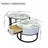 Snowy Mountain Faux Modern Marble Slate Nesting Coffee Table Set Leather Wrapped Wood Drawers