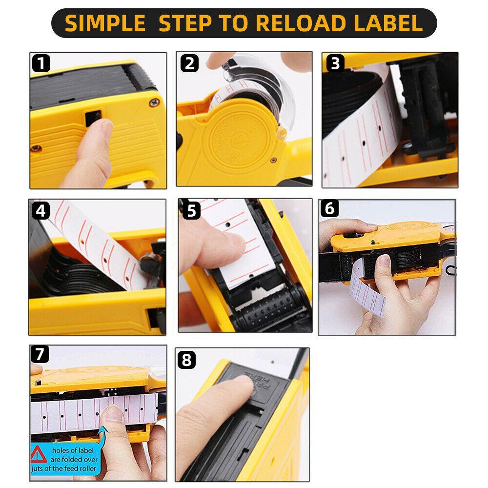 Price Tag Gun Labeller Pricing with 2 Rolls Labels and Inks Roller Machine Kit Red