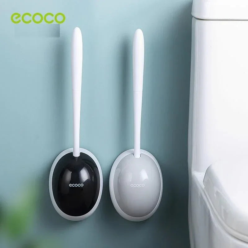 Silicone Water Drop Toilet Brush Holder Set Wall-Mounted Cleaning Brush Tool Grey