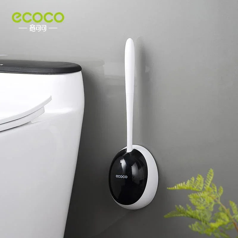 Silicone Water Drop Toilet Brush Holder Set Wall-Mounted Cleaning Brush Tool Grey