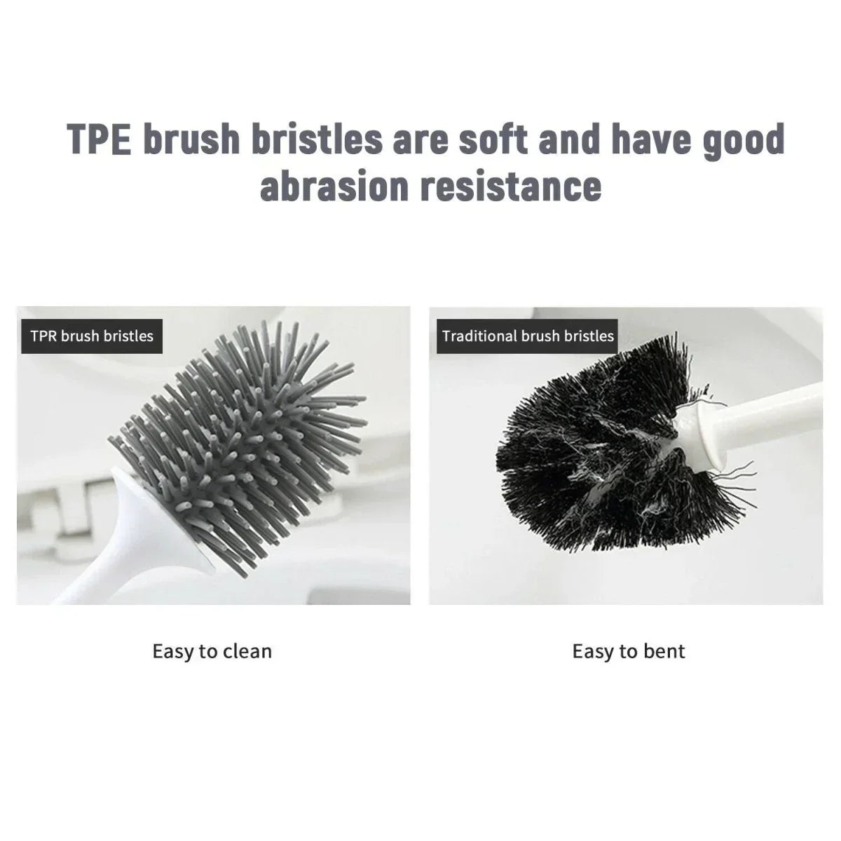 Silicone Water Drop Toilet Brush Holder Set Wall-Mounted Cleaning Brush Tool Grey