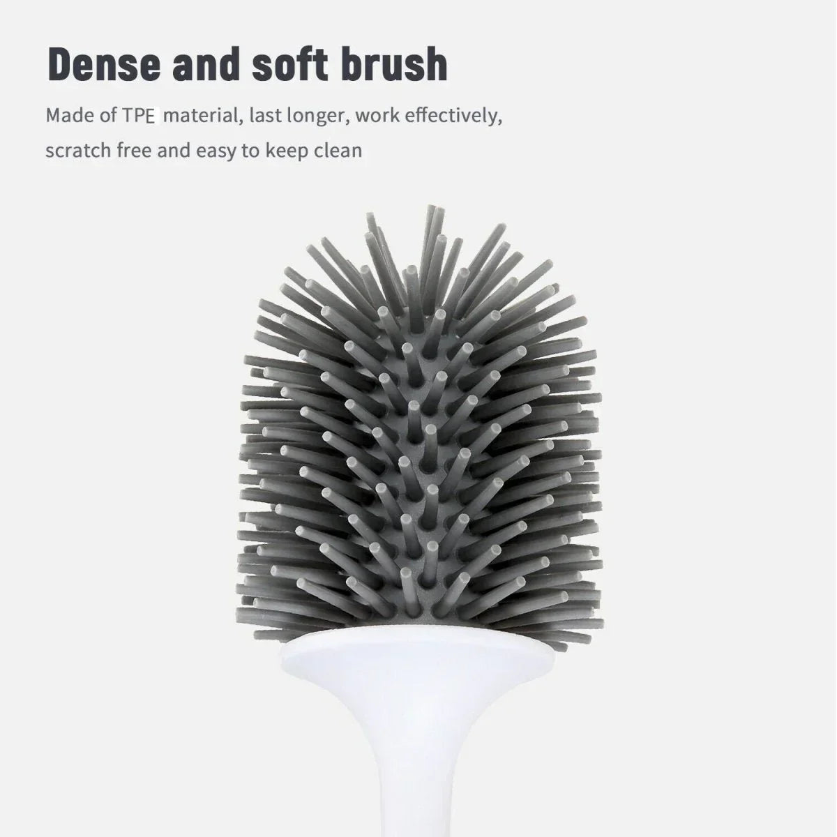 Silicone Water Drop Toilet Brush Holder Set Wall-Mounted Cleaning Brush Tool Grey