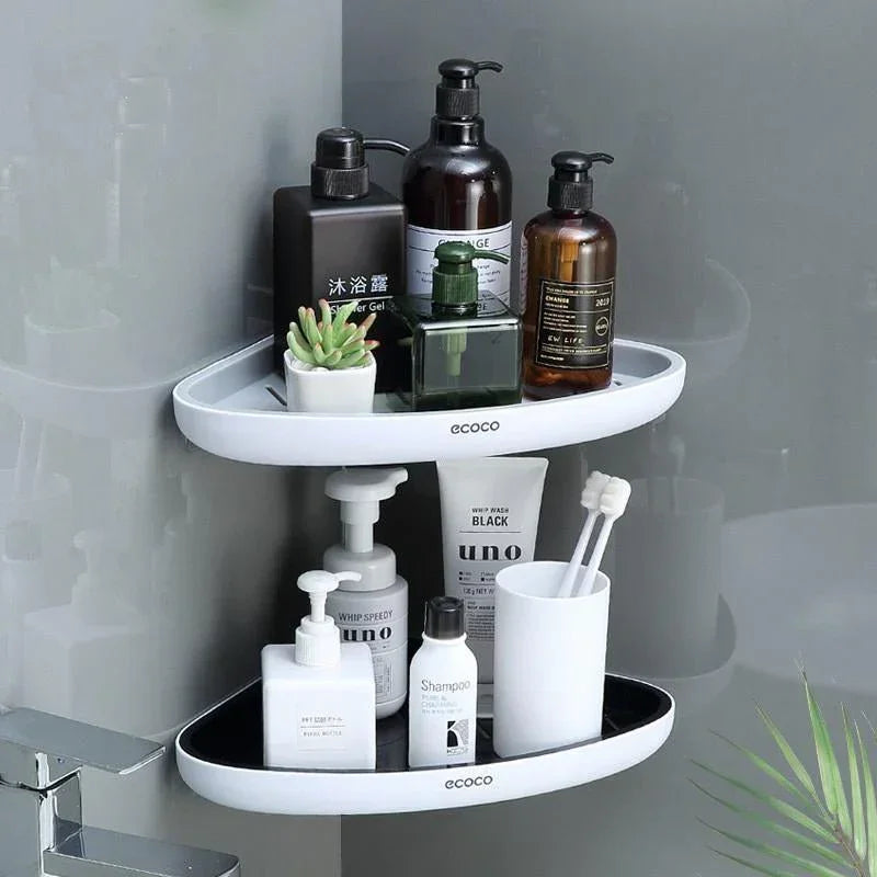 Bathroom Corner Shower Shelf Corner Shower Caddy Shower Storage Organizer Wall Mounted for Bathroom, Kitchen, Toilet Black
