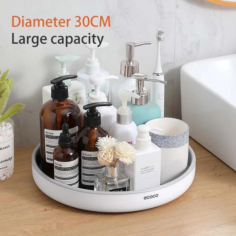Kitchen Rotating Spice Condiment Storage Rack Bathroom Swivel Tray Organizer Black
