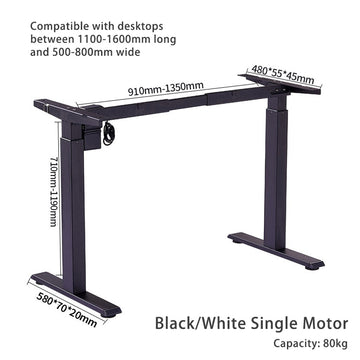 Standing Desk Height Adjustable Sit Stand Motorised Grey Dual Motors Frame Top